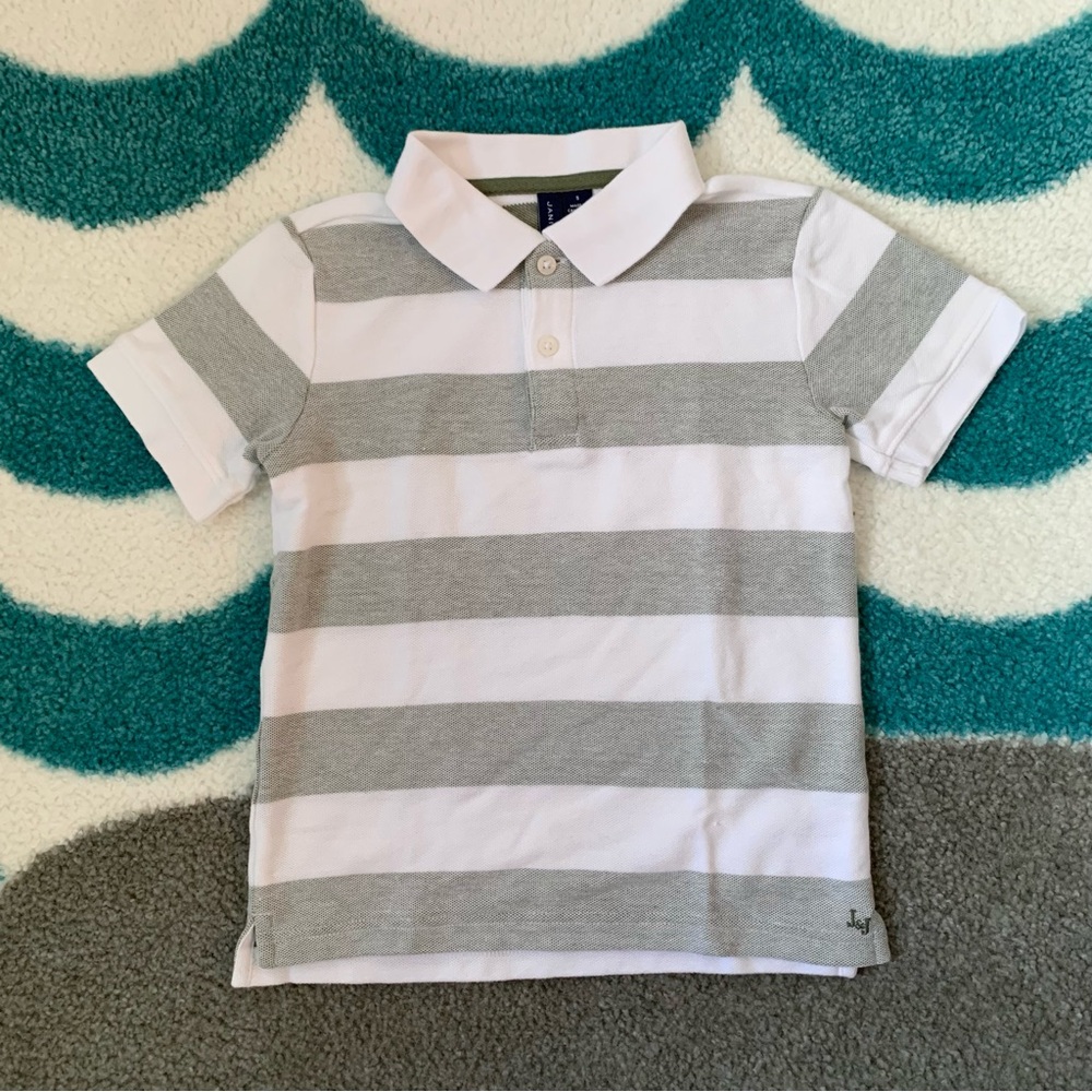 Janie and Jack Stripe Pique Polo (Olive/White) Size 5
